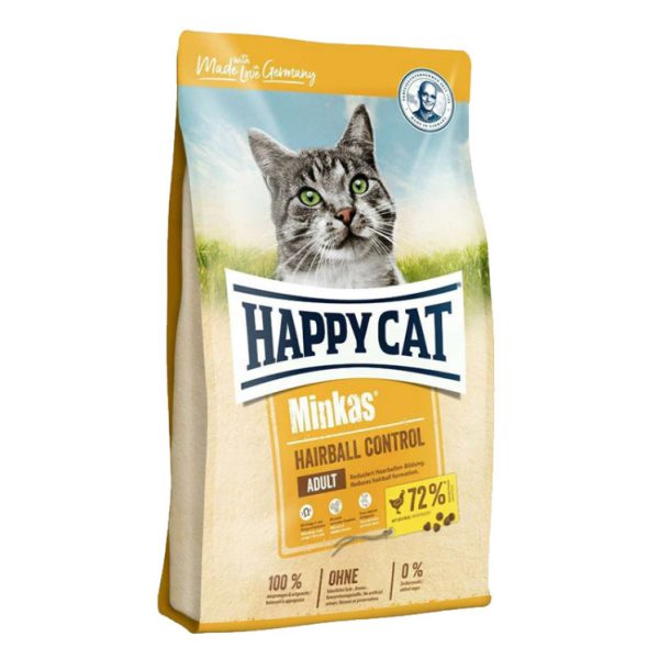 غذای خشک گربه با طعم گوشت مرغ هپی کت Minkas HairBall Control وزن 1 کیلوگرم